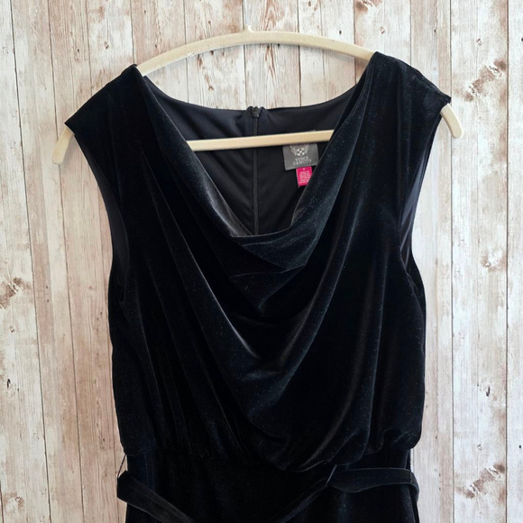 Vince Camuto Velvet Draped Neck Jumpsuit Wide Leg Full Length Black - Picture 6 of 13